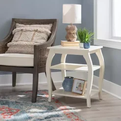 Kirklands Home Prismatic Wood Accent Table White Outlet