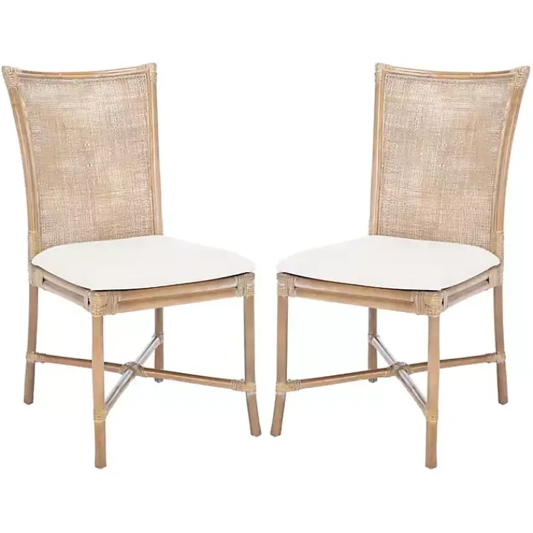Kirklands Home Rattan Chiara Dining Chairs, Set of 2 White Sale