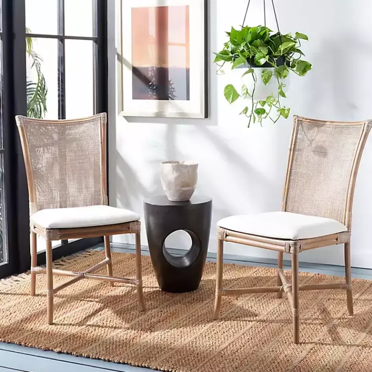 Kirklands Home Rattan Chiara Dining Chairs, Set of 2 White Sale