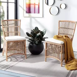 Kirklands Home Rattan Erika Dining Chairs, Set of 2 White Outlet