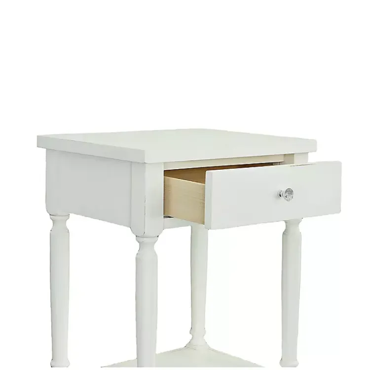 Kirklands Home Rectangle Accent Table with Charging Station White Hot