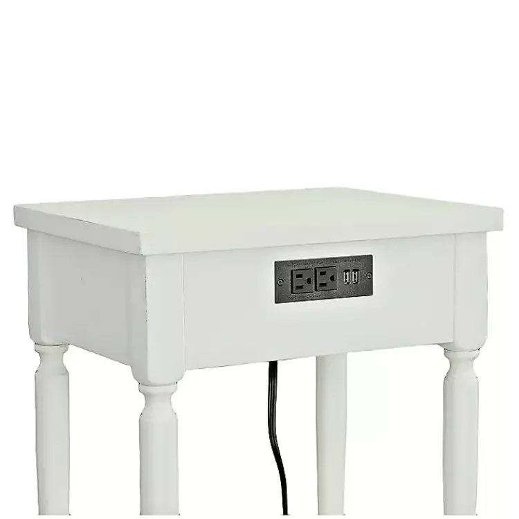 Kirklands Home Rectangle Accent Table with Charging Station White Hot