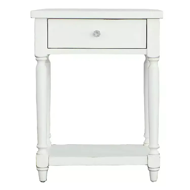 Kirklands Home Rectangle Accent Table with Charging Station White Hot