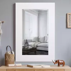 Kirklands Home White Rectangular Beveled Wall Mirror Clearance