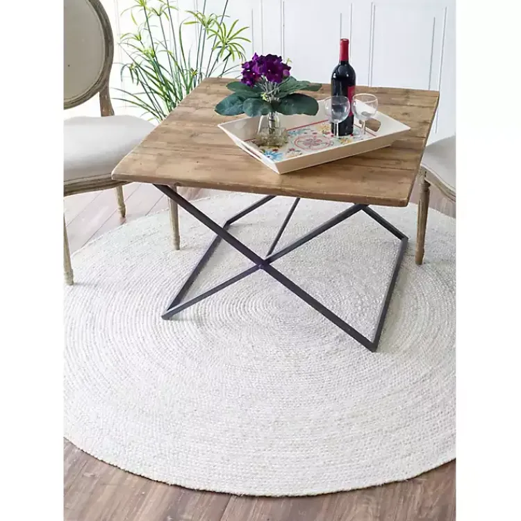 Kirklands Home Reno Woven Round Area Rug, 4 ft. White Discount