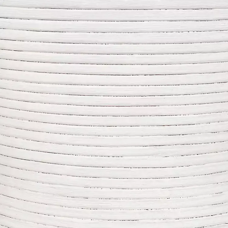Kirklands Home Ribbed Rattan Round Accent Table White New