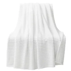 Blankets & Throws>Kirklands Home Ribbed Ultra Soft Faux Fur Throw White