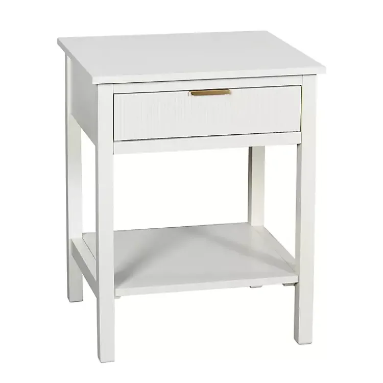 Kirklands Home Ribbed Wood Colleen Accent Table White Sale