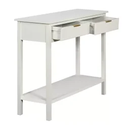 Kirklands Home Ribbed Wood 2-Drawer Colleen Console Table White Hot