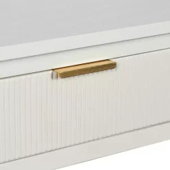 Kirklands Home Ribbed Wood 2-Drawer Colleen Console Table White Hot