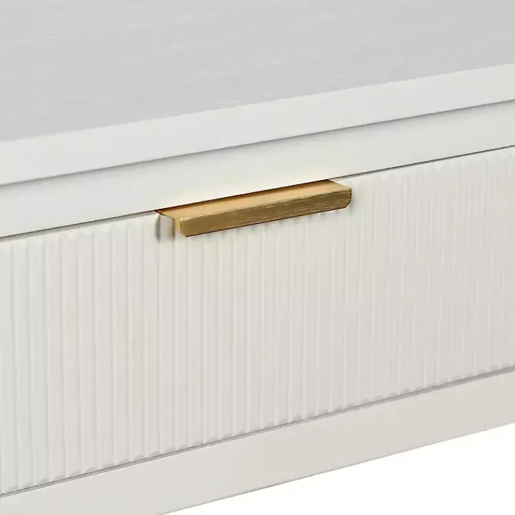 Kirklands Home Ribbed Wood 2-Drawer Colleen Console Table White Hot
