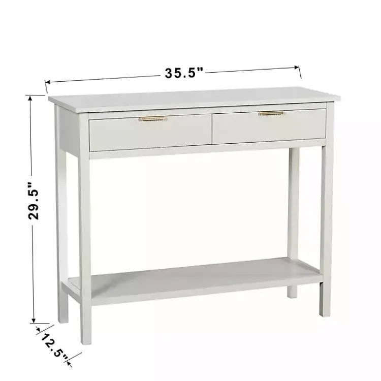 Kirklands Home Ribbed Wood 2-Drawer Colleen Console Table White Hot