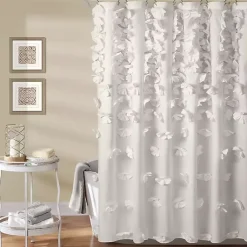 Kirklands Home Riley Cascading Bows Shower Curtain White New