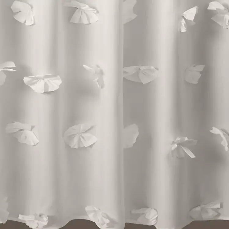 Kirklands Home Riley Cascading Bows Shower Curtain White New