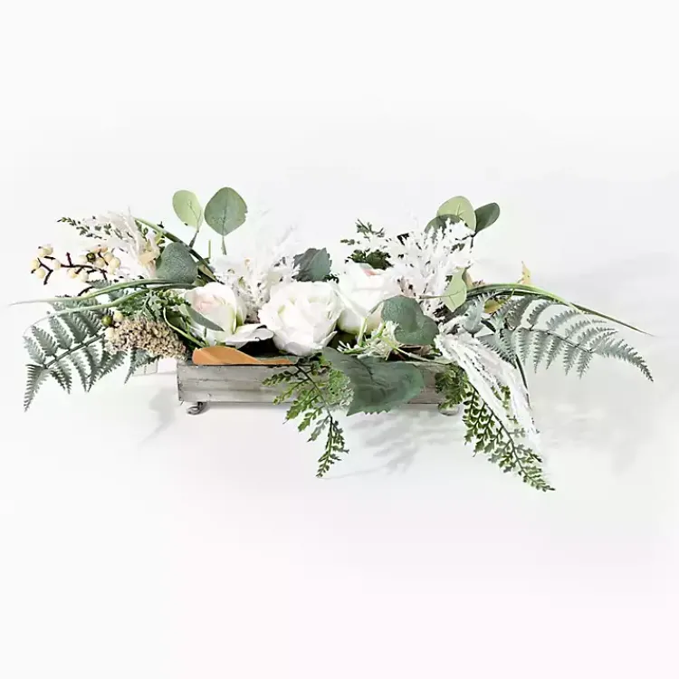 Arrangements & Greenery>Kirklands Home White Rose Fern Plant Arrangement