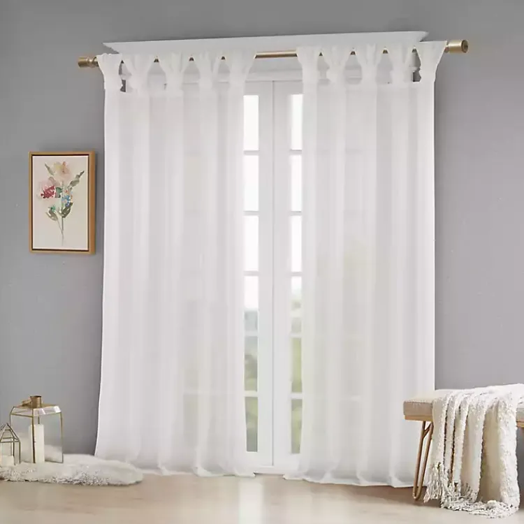 Kirklands Home Rosette Tab Top Curtain Panel, 95 in. White New