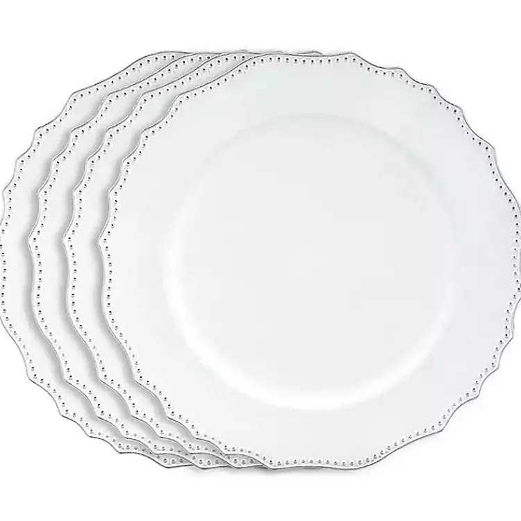 Kirklands Home Scalloped Beaded Rim Chargers, Set of 4 White Clearance