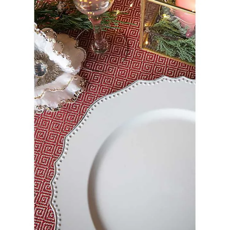 Kirklands Home Scalloped Beaded Rim Chargers, Set of 4 White Clearance