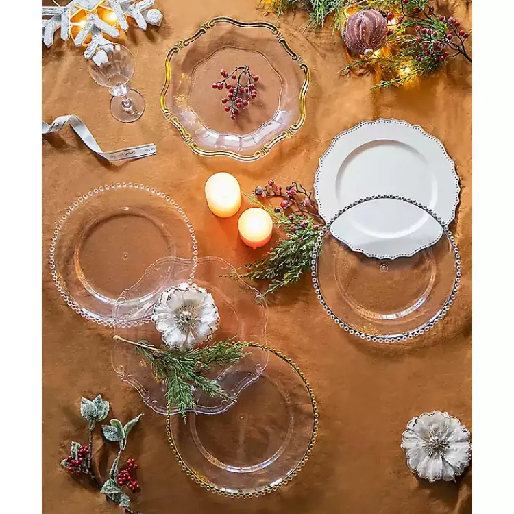 Kirklands Home Scalloped Beaded Rim Chargers, Set of 4 White Clearance