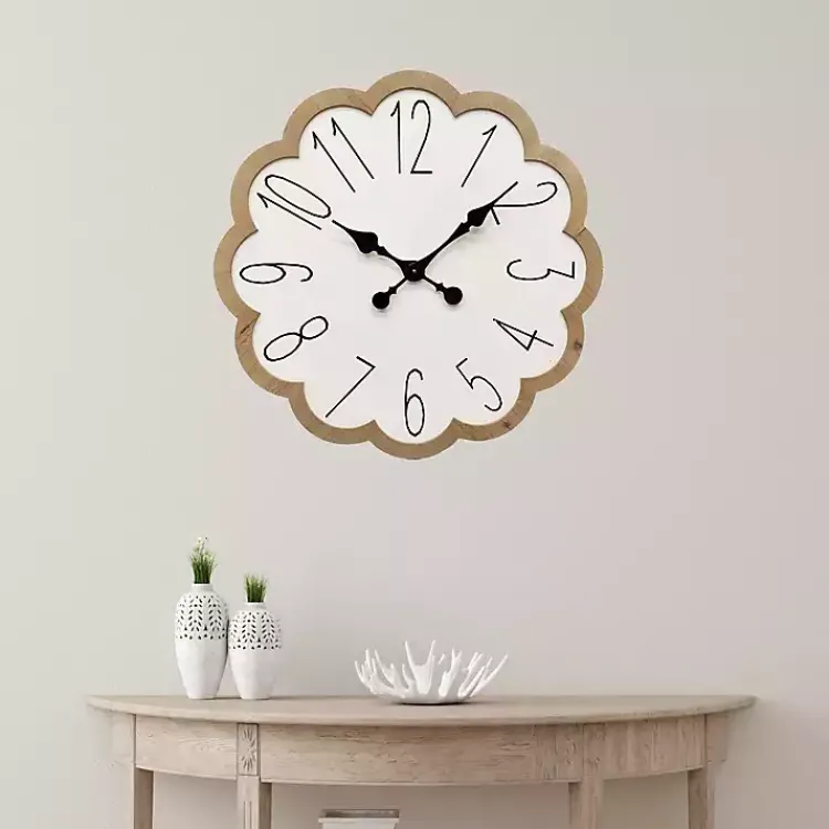 Kirklands Home White Scalloped Wood Wall Clock Hot