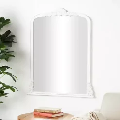 Kirklands Home White Scroll Arched Rectangle Wall Mirror Clearance