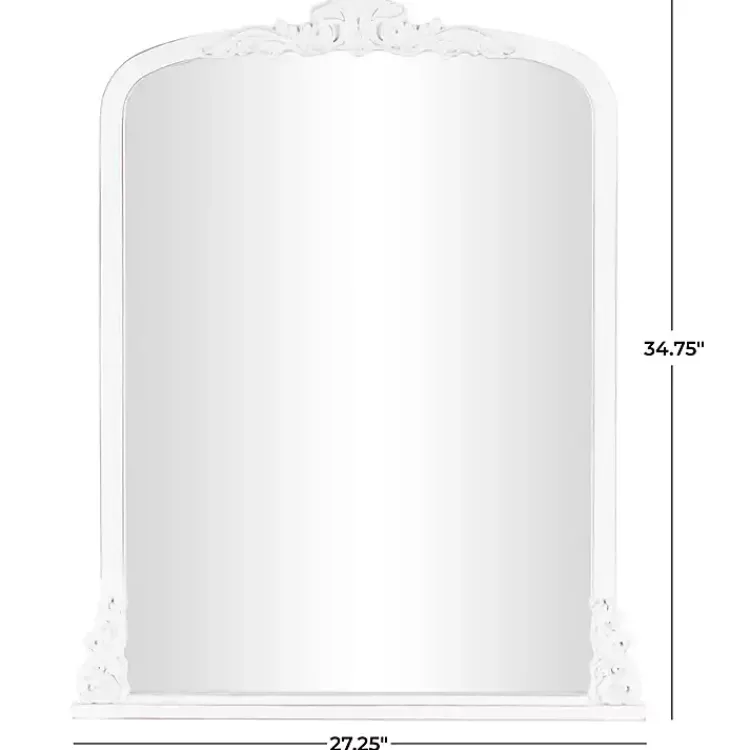 Kirklands Home White Scroll Arched Rectangle Wall Mirror Clearance