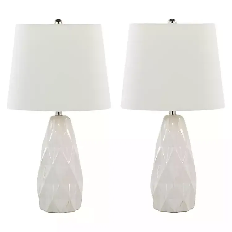 Kirklands Home Sculpted Diamond Table Lamps, Set of 2 White Discount