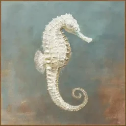 Kirklands Home White Seahorse Framed Canvas Art Print Hot