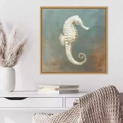 Kirklands Home White Seahorse Framed Canvas Art Print Hot