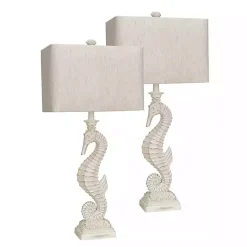 Kirklands Home Seahorse Table Lamps, Set of 2 White Online