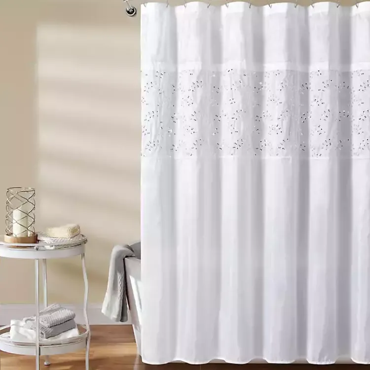 Kirklands Home Sequined Shower Curtain White Discount