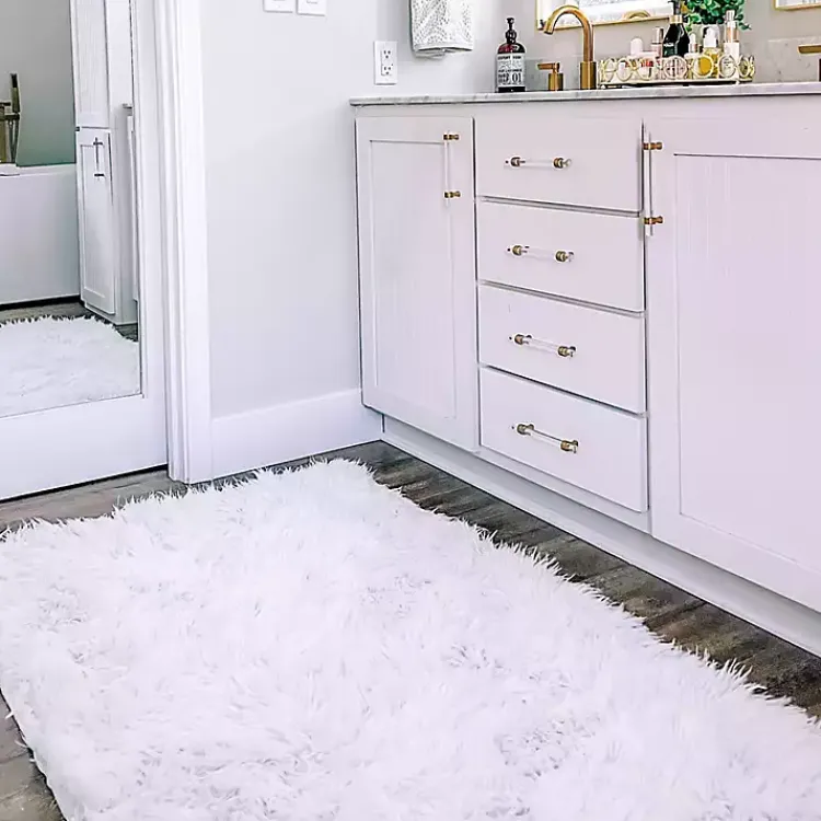 Kirklands Home Shag Washable Area Rug, 3x5 White Clearance