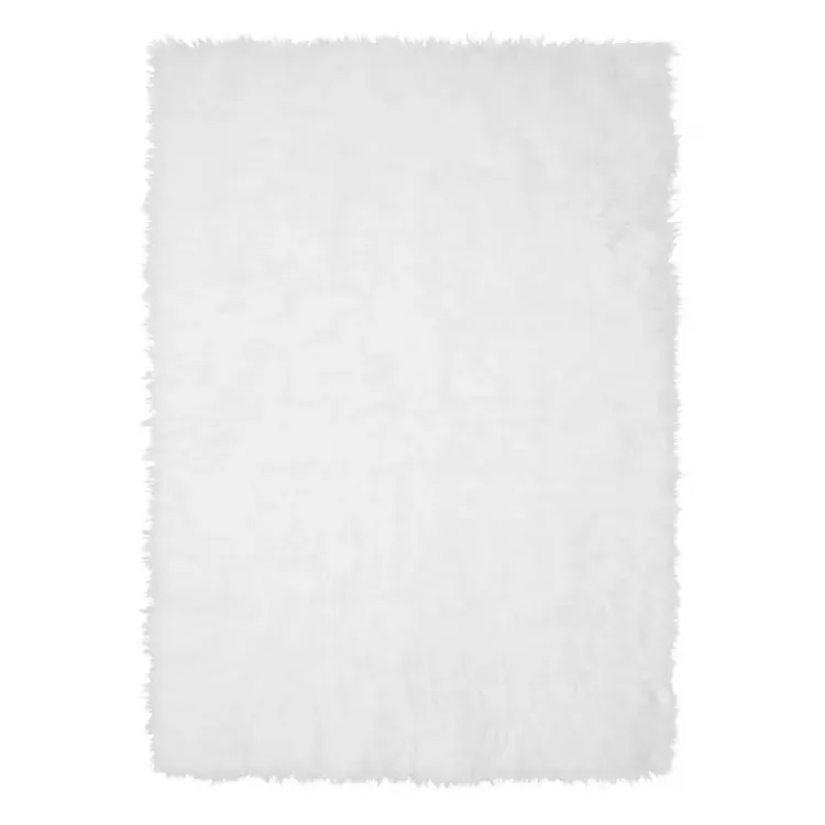 Kirklands Home Shag Washable Area Rug, 5x7 White New