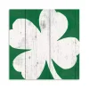 St Patricks Day Decorations>Kirklands Home White Shamrock Canvas Art Print