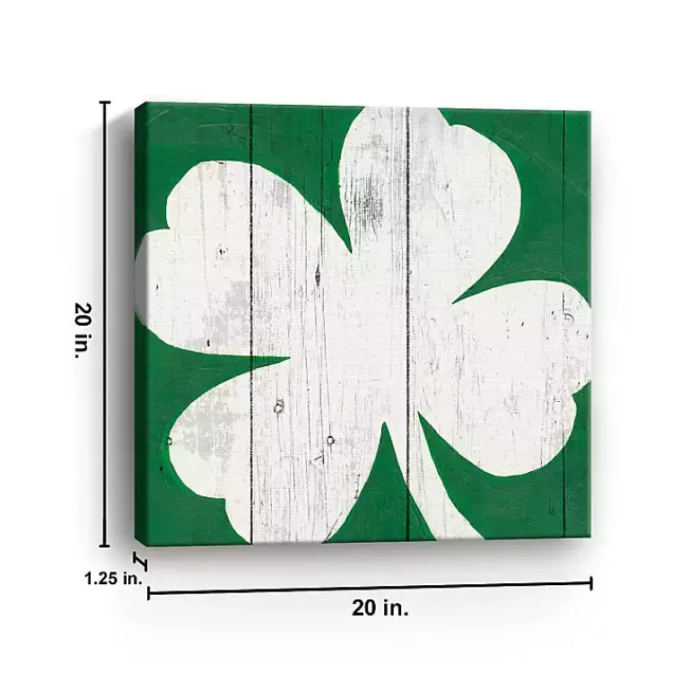 St Patricks Day Decorations>Kirklands Home White Shamrock Canvas Art Print