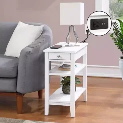 Kirklands Home 2-Shelf Charging Accent Table White New