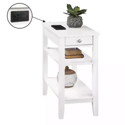 Kirklands Home 2-Shelf Charging Accent Table White New