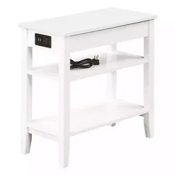 Kirklands Home 2-Shelf Charging Accent Table White New