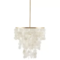 Kirklands Home Shell and Gold Metal Layered Chandelier White Clearance