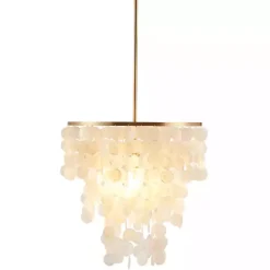 Kirklands Home Shell and Gold Metal Layered Chandelier White Clearance