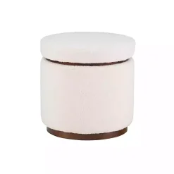 Kirklands Home Sherpa Upholstered Storage Ottoman White Discount