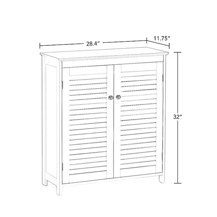 Kirklands Home Slatted 2-Door Bathroom Storage Cabinet White New