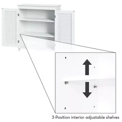 Kirklands Home Slatted 2-Door Bathroom Storage Cabinet White New
