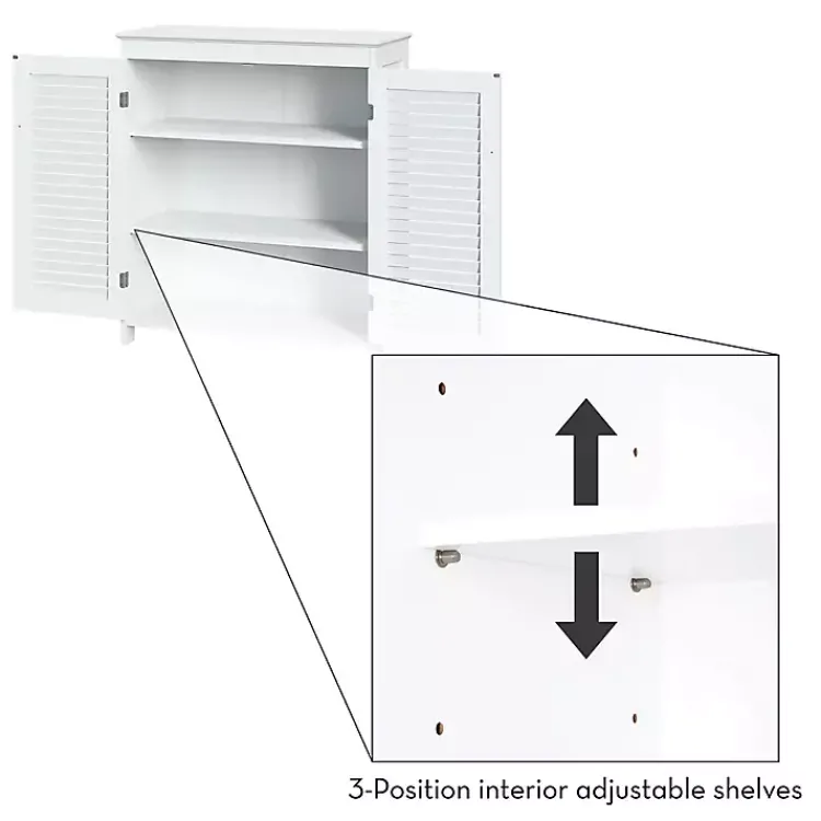 Kirklands Home Slatted 2-Door Bathroom Storage Cabinet White New