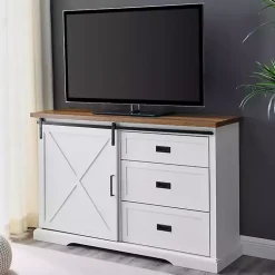 Kirklands Home Sliding Door and 3-Drawer Sideboard White Best
