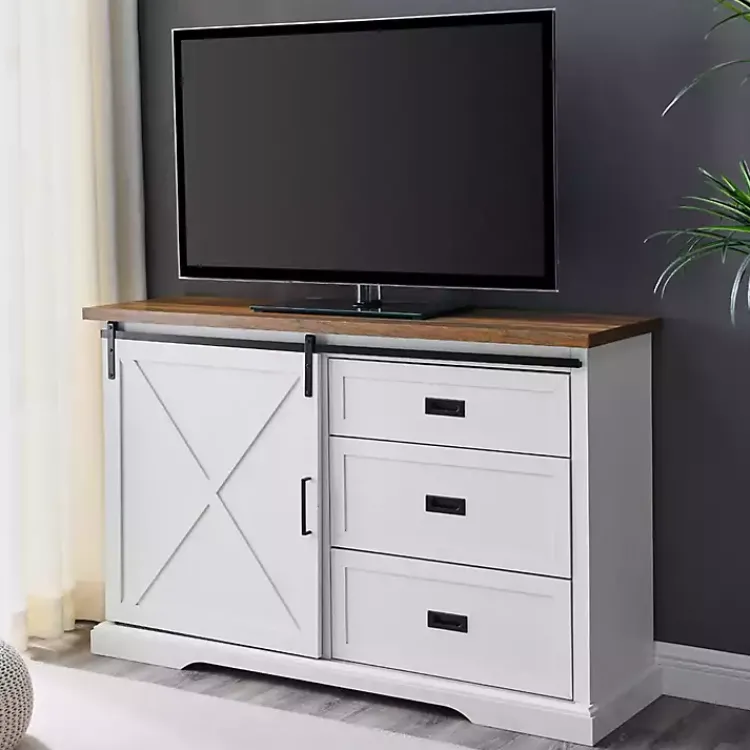 Kirklands Home Sliding Door and 3-Drawer Sideboard White Best