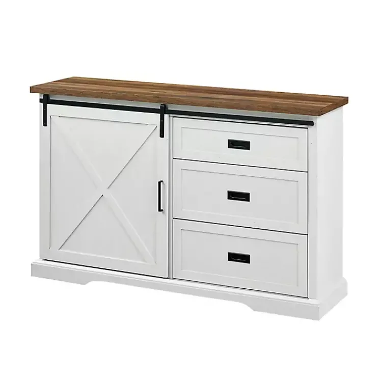 Kirklands Home Sliding Door and 3-Drawer Sideboard White Best