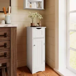 Kirklands Home Slim Single Door Cabinet with Drawer White Online