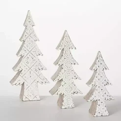 Christmas Decorations>Kirklands Home Snowflake Embossed Tabletop Trees, Set of 3 White