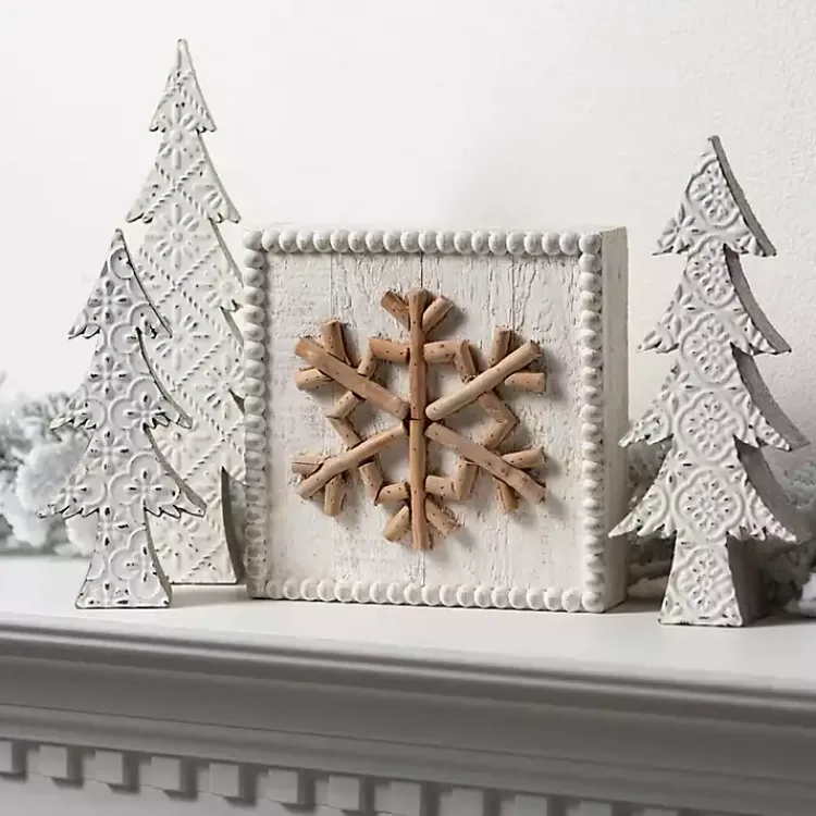 Christmas Decorations>Kirklands Home Snowflake Embossed Tabletop Trees, Set of 3 White